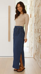 Kahlilia Maxi Skirt - Mid Blue Denim