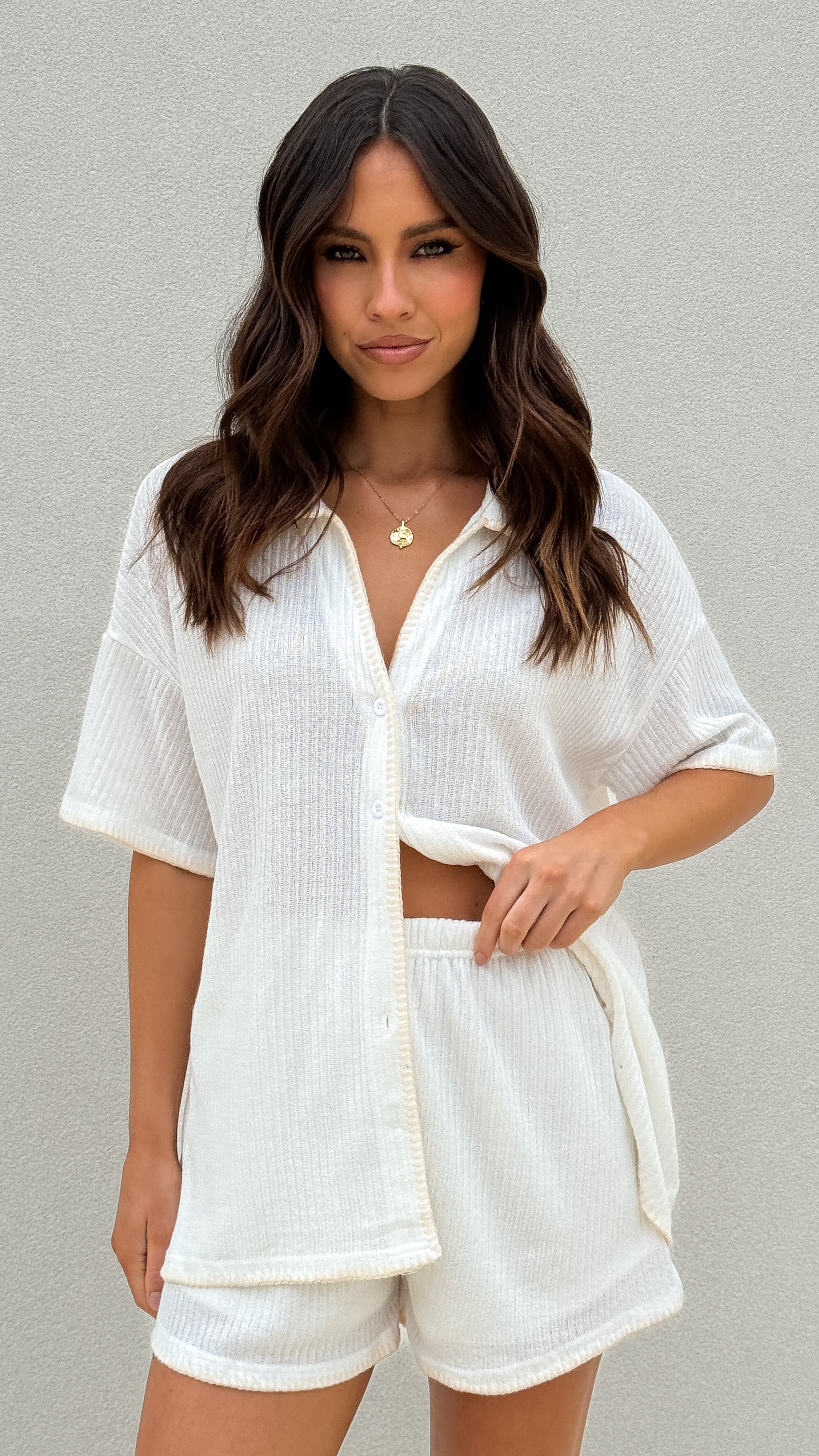 Eden Knit Top and Shorts Set - White